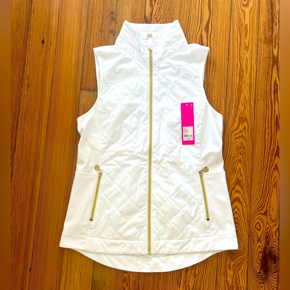 Lilly Pulitzer Beverly Vest Luxletic Resort White Gold Hardware Small